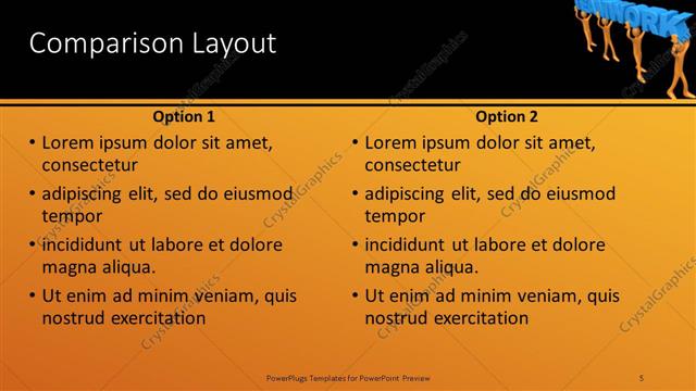 Comparison presentation slide layout
