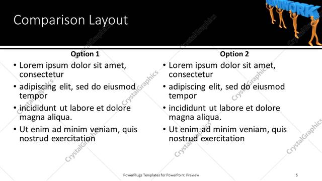 Comparison presentation slide layout