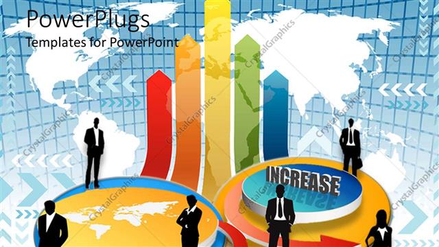  Presentation with silhouettes men women - Men and women?silhouettes surrounding various international business icons