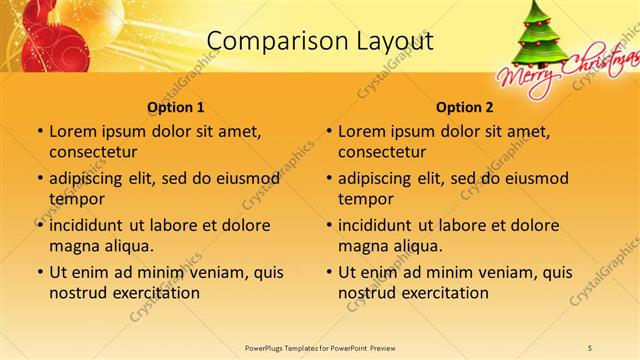 Comparison presentation slide layout