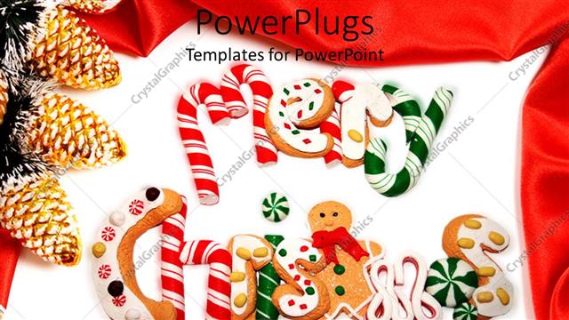  Presentation with cookies christmas - Merry Christmas written with candies  along with decorated background