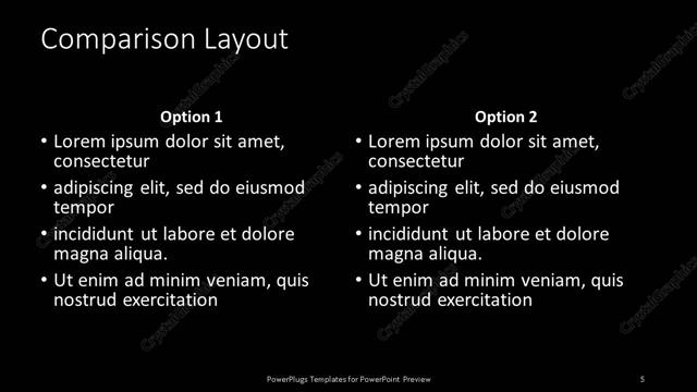 Comparison presentation slide layout