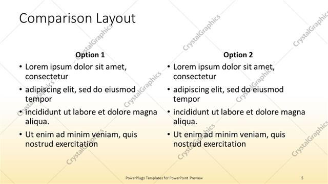 Comparison presentation slide layout