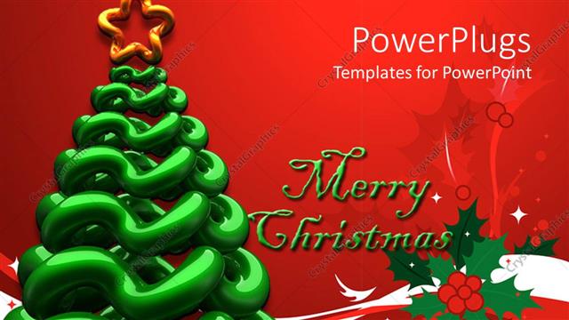  Presentation with merry christmas - Merry christmas written in text with cartoonish tree in front of the red background