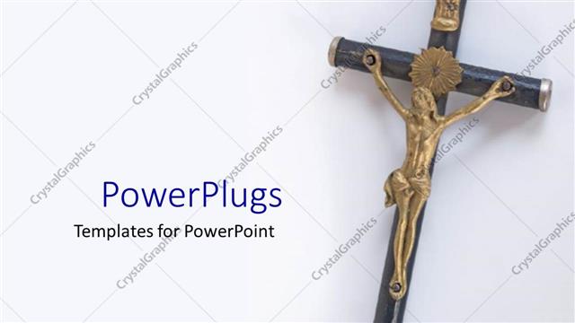  Presentation with crucifix - Metal crucifix with gold plated Jesus on cross in white background