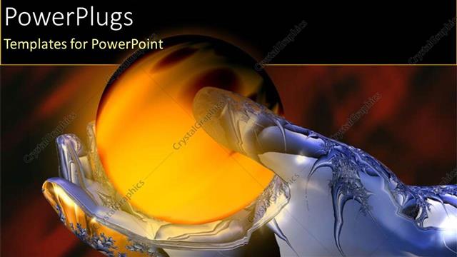  Presentation with metal - Metal hand robot holding globe sphere future