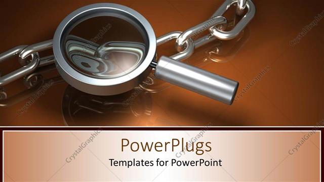  Presentation with metal - Metal magnifying glass over looking a silver colored chain