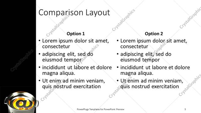 Comparison presentation slide layout