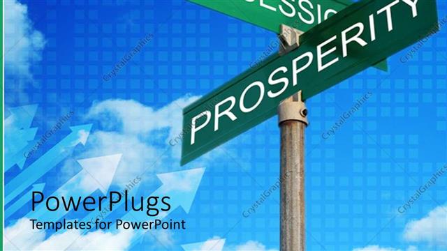  Presentation with sing - Metal sing posts with inscriptions RECESSION and PROSPERITY