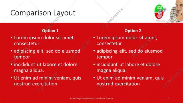 Comparison presentation slide layout