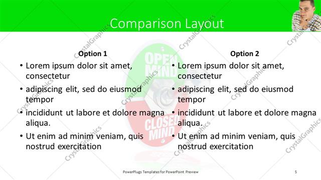 Comparison presentation slide layout
