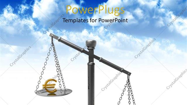  Presentation with balance - Metallic balance with a golden dollar and euro symbol