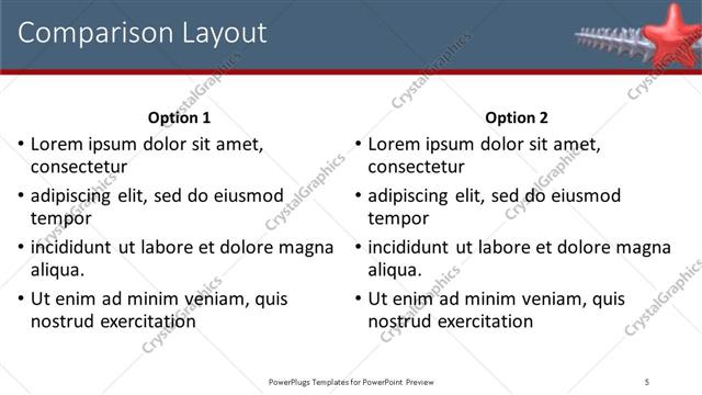 Comparison presentation slide layout