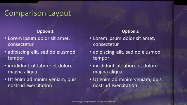 Comparison presentation slide layout