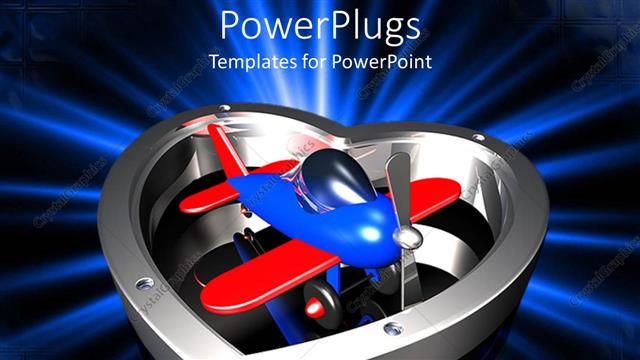  Presentation with metallic - A metallic heart with an airplane