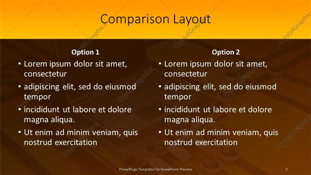 Comparison presentation slide layout