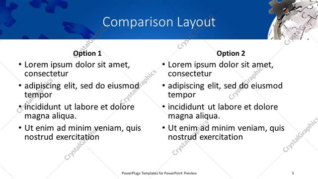 Comparison presentation slide layout