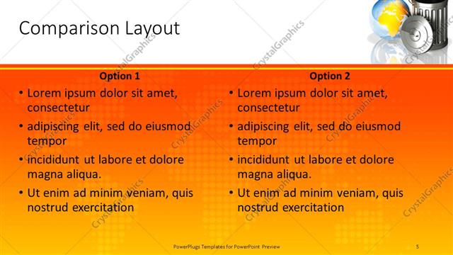 Comparison presentation slide layout
