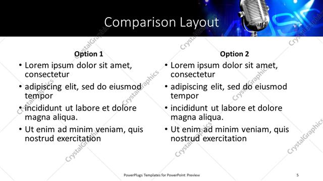 Comparison presentation slide layout