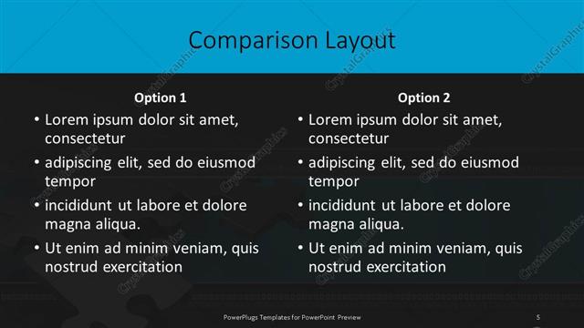Comparison presentation slide layout
