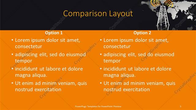 Comparison presentation slide layout