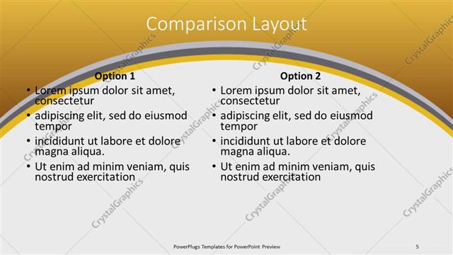 Comparison presentation slide layout
