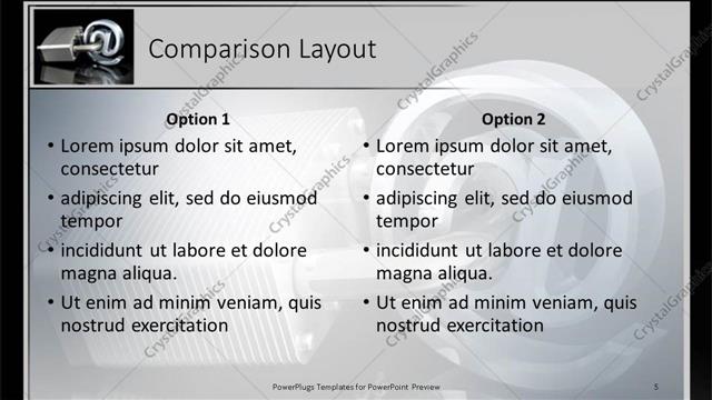 Comparison presentation slide layout