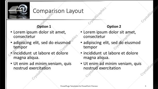 Comparison presentation slide layout