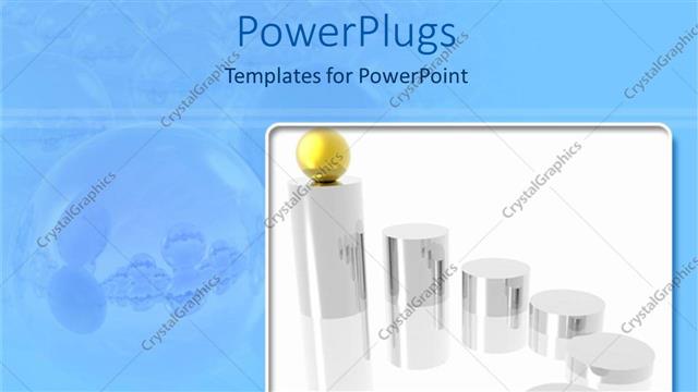  Presentation with cylinder - Metallic silver cylinders displayed gradually with golden sphere on top of highest cylinder