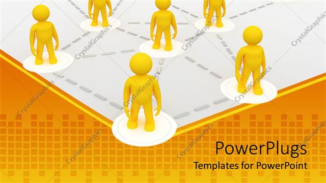  Presentation with franchise - Metaphor for franchise, teamwork, networking with yellow men connected by silver dotted lines