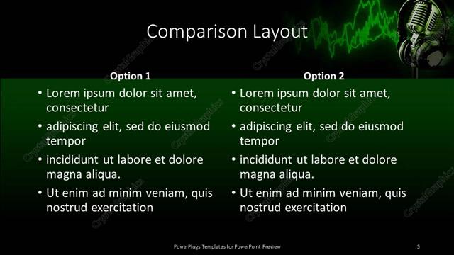 Comparison presentation slide layout