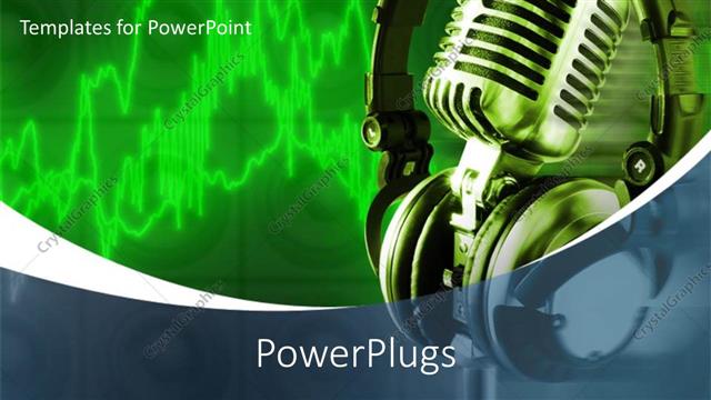  Presentation with wave energy - Microphone and headphone with music wave in the background