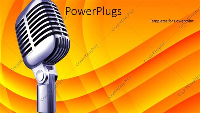  Presentation with microphone - Microphone on orange wave background, music