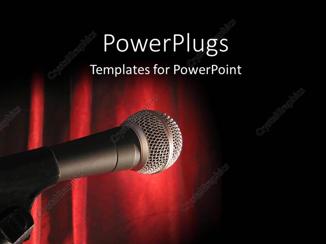 PowerPoint Template a microphone with reddish background and place for