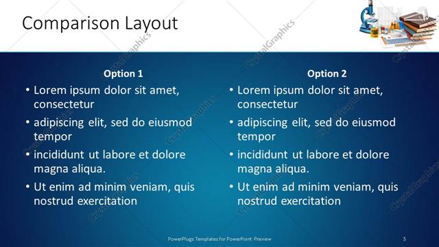 Comparison presentation slide layout