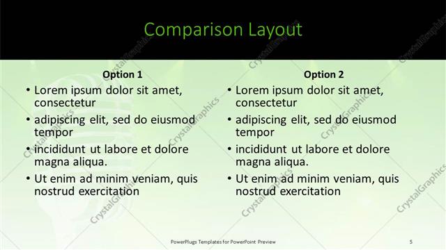 Comparison presentation slide layout