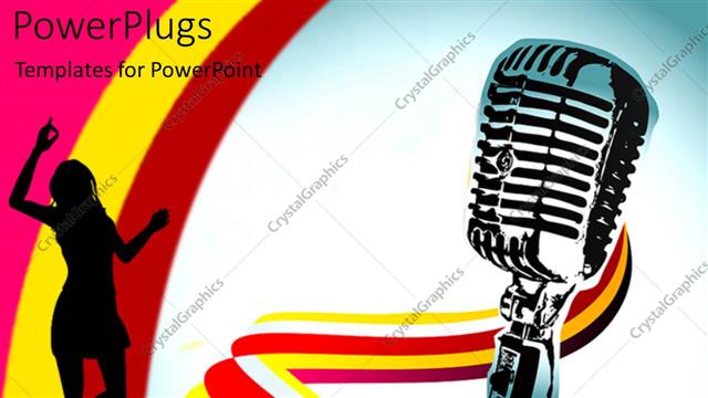 Presentation with vector - A mike with a number of colors in the background and a girls