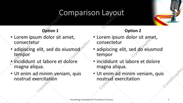 Comparison presentation slide layout