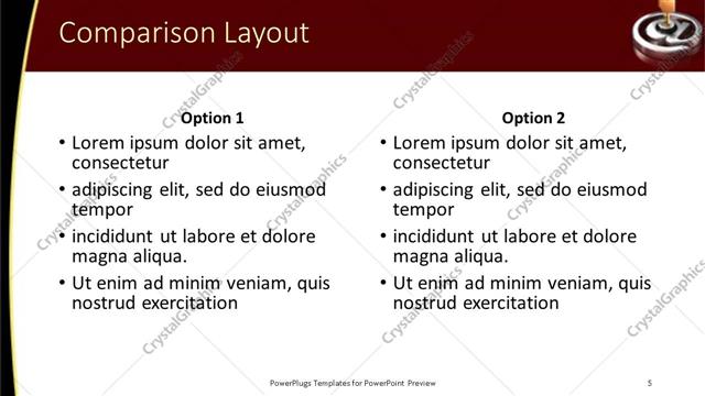 Comparison presentation slide layout