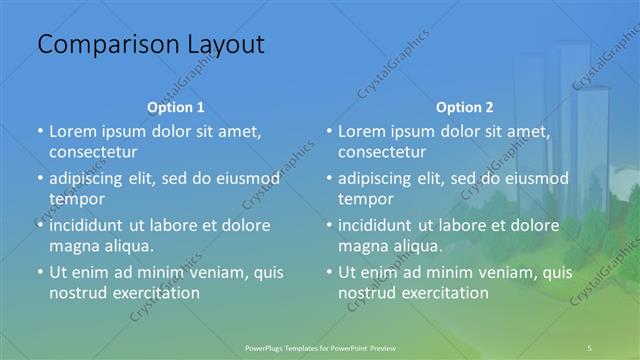 Comparison presentation slide layout