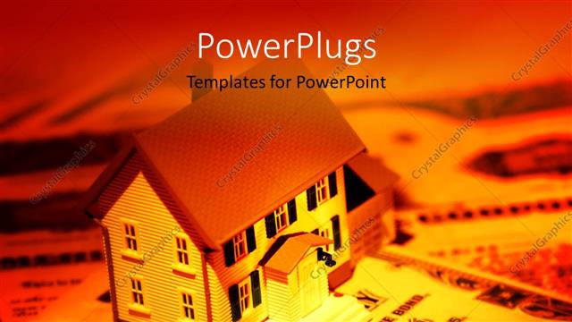  Presentation with mortgage - Miniature house and mortgage bonds with creative lighting