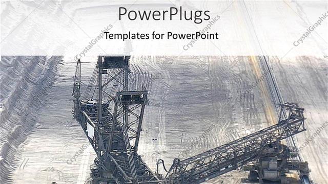  Presentation with mining - Mining industry depicting mining machinery on oil field on gray background