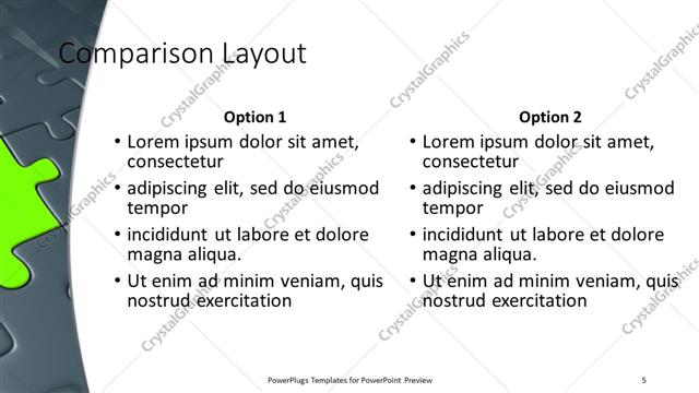Comparison presentation slide layout