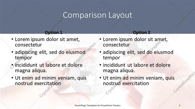 Comparison presentation slide layout