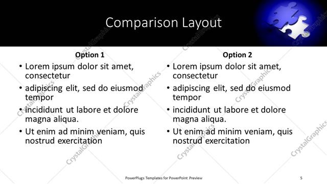 Comparison presentation slide layout