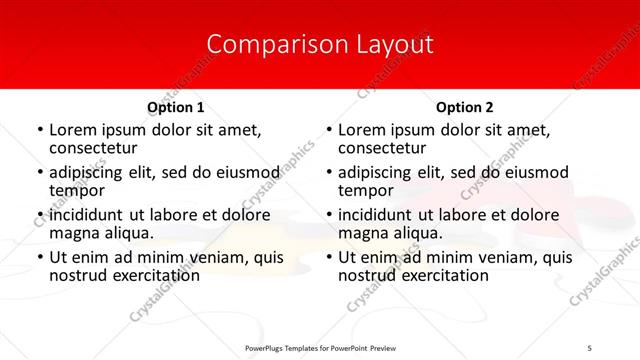 Comparison presentation slide layout