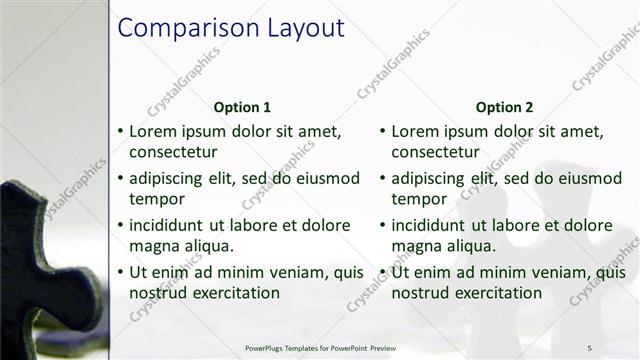 Comparison presentation slide layout