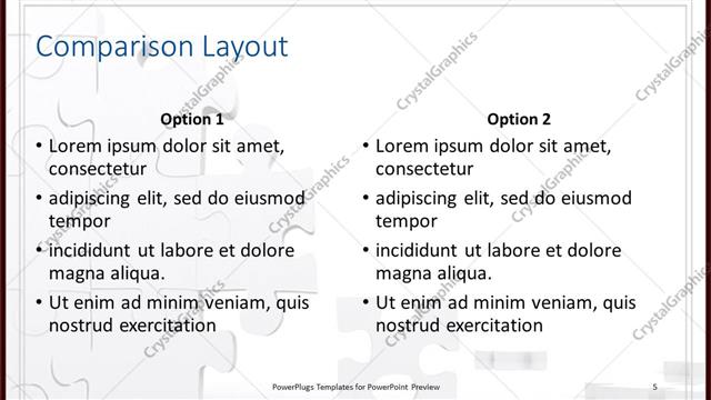 Comparison presentation slide layout