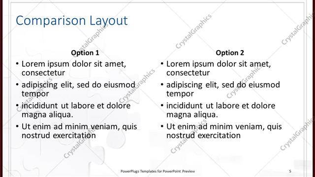 Comparison presentation slide layout