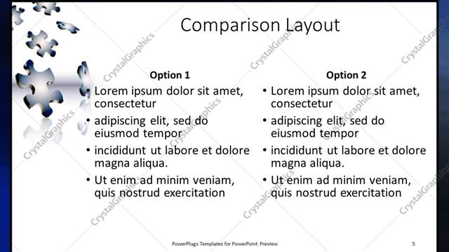 Comparison presentation slide layout
